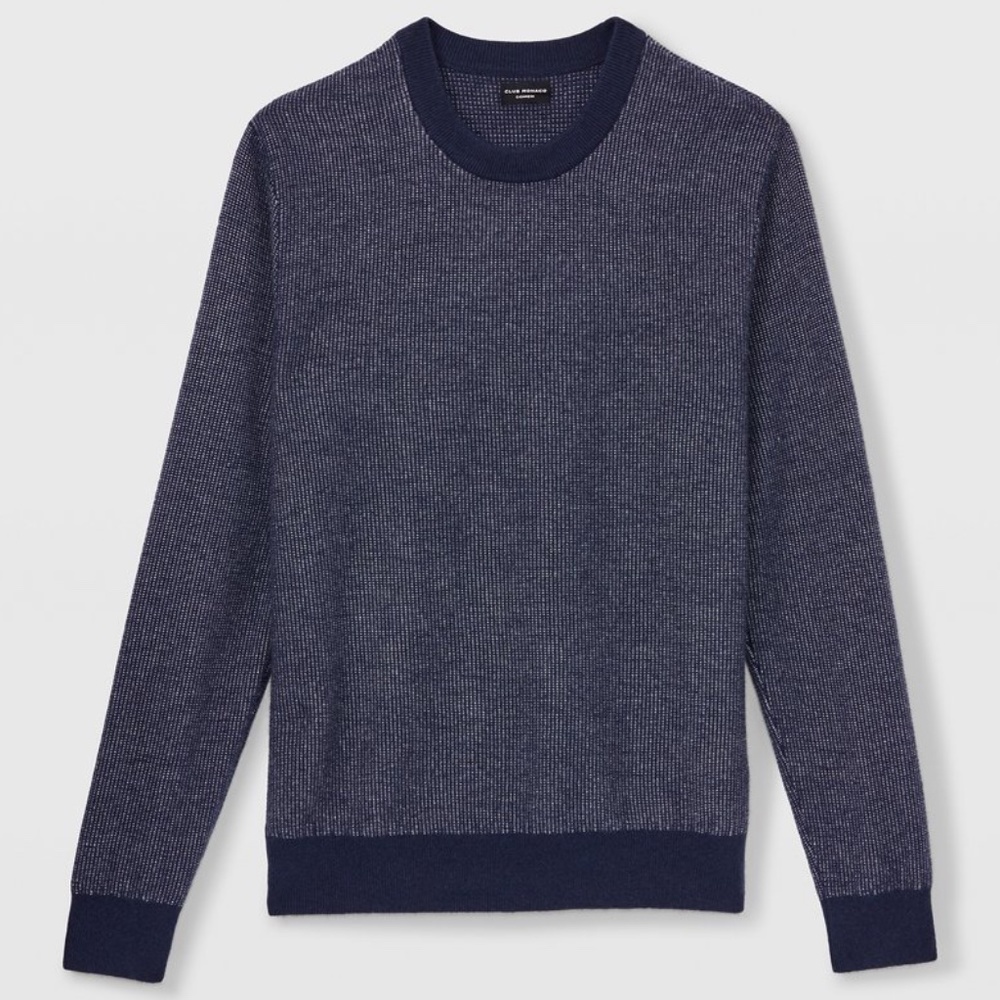 Coloblocked Tweed Jacquard Crewneck - Brand New - NEVER WORN - Navy White Mix - Picture 3 of 3